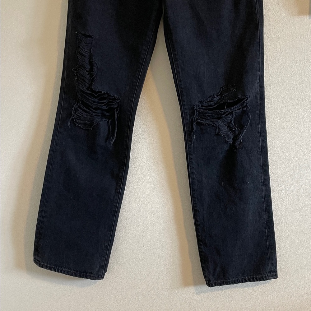 SLVRLAKE London Jeans Women's Size 26 Straight Leg Distressed Black - Picture 5 of 11